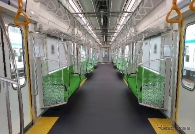 20系のインテリア。華やかで雅なカラーにまとめられた。