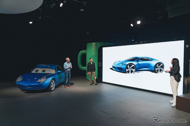 映画『カーズ』の「サリー・カレーラ」の実車化モデルのスケッチ。最新ポルシェ911ベース