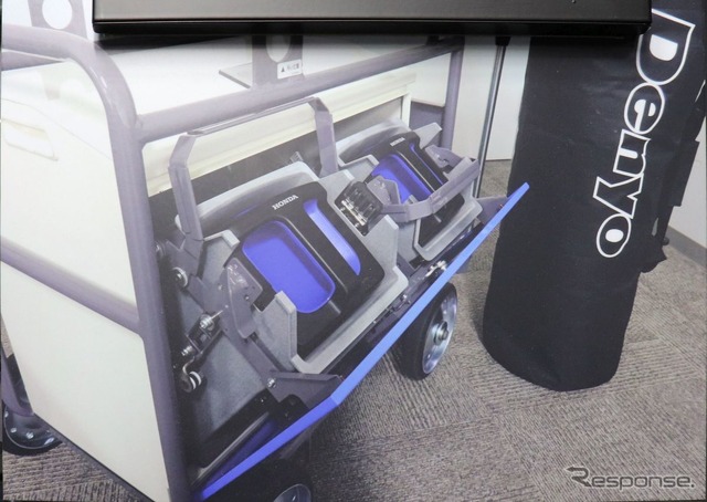 投光器にバッテリー搭載部