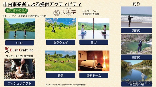 アクティビティは7つから体験したいふたつを選択する。