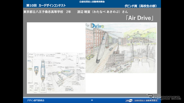 ダビンチ賞(高校生の部):東京都立八王子桑志高等学校2年 渡辺暁宣さん『Air Drive』