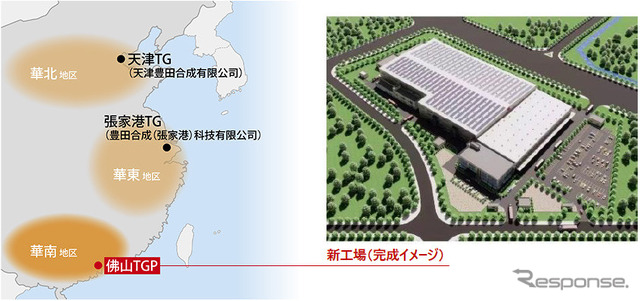 中国におけるセーフティシステム製品の生産拠点と新工場イメージ