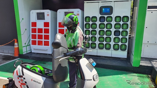 電動バイクのバッテリー交換ステーション