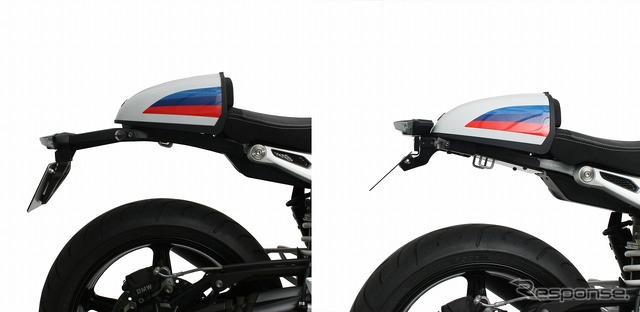 アクティブ フェンダーレスキット(R nineT)、ノーマル(左)と装着後(右)