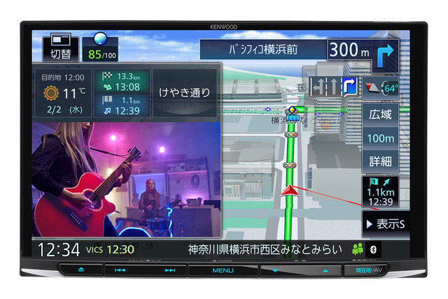 市販「AV一体型ナビ」の一例(ケンウッド・MDV-S809L)。