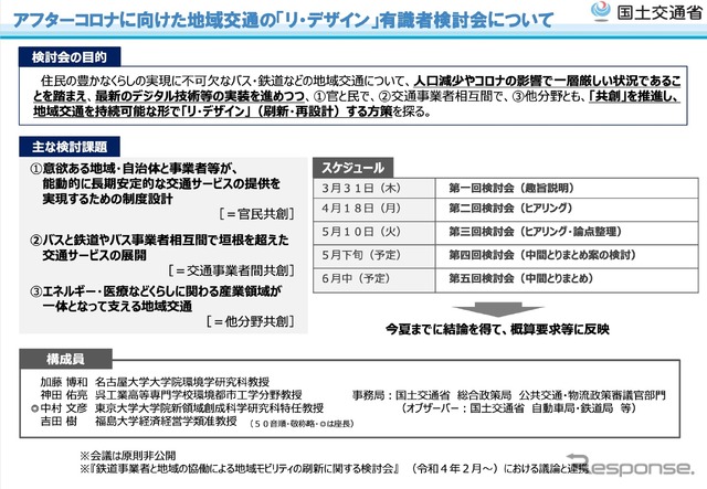 アフターコロナに向けた地域交通のリ・デザイン有識者検討会の概要