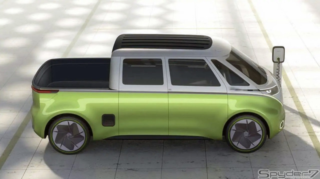 VW ID.BUZZのピックアップトラック仕様をイメージしたスケッチ。