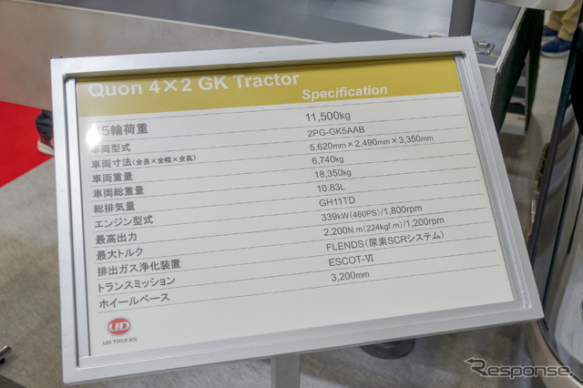 クオンGKはホイールベースが3200mmのためUDアクティブステアリングを搭載可能。