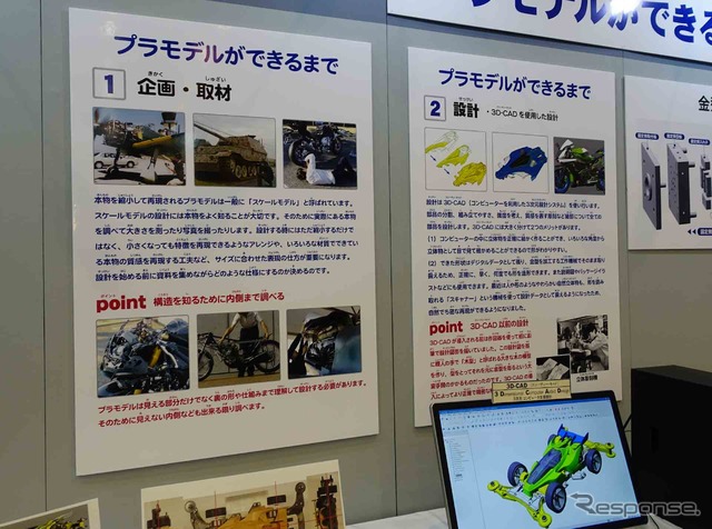 タミヤ模型の展示「プラモデルができるまで」