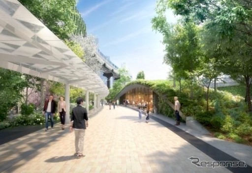 F:芝浦エリアの歩行者専用道路のイメージ。