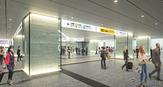 東京モノレール改札前の中央広場イメージ。