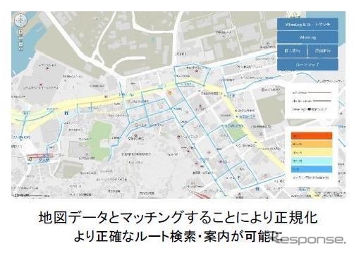 バリアフリー地図／ナビ：移動経路表示の精度向上