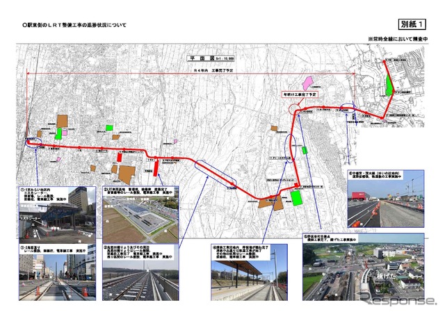 宇都宮駅東側の工事進捗状況。