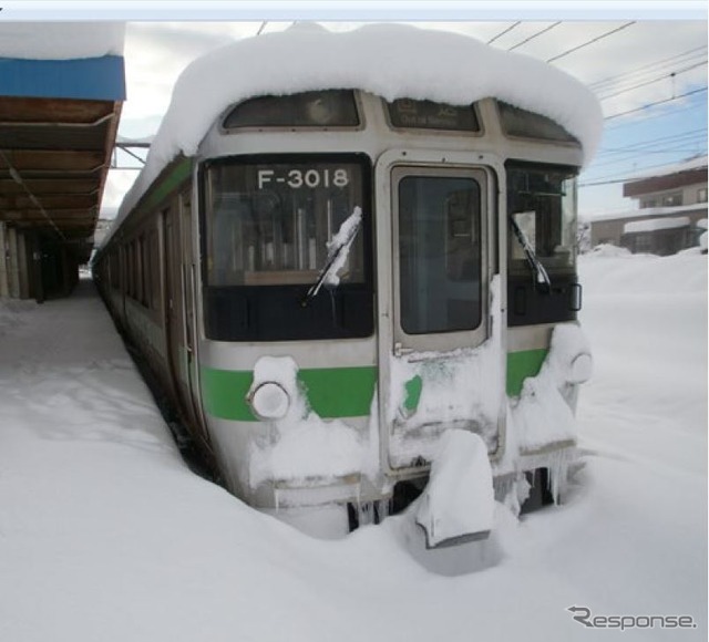 大雪禍に悩まされた2021年度の4Q。写真は雪に埋まった721系電車。2022年2月6日、函館本線厚別駅。