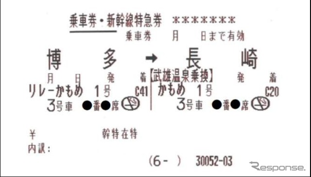 切符は在来線と新幹線が一体となる。