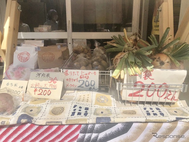 農場で収穫された野菜などを販売