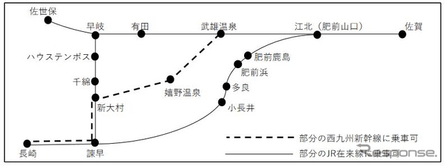 「いい旅!西九州きっぷ」の利用エリア。