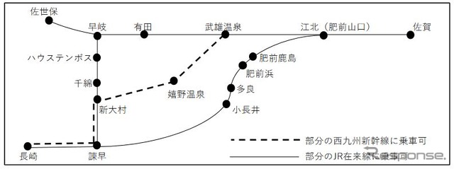 「いい旅！西九州きっぷ」の利用エリア。