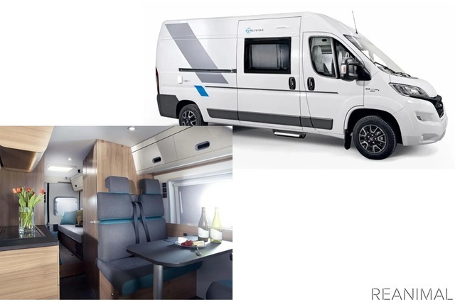 ADRIA Sunliving: 欧州仕様のキャンピングカー。冷蔵庫、シンク、シャワーなどを完備し、自宅のような空間デザイン。ペットと自由に快適で遠慮のない旅行を楽しむことができる
