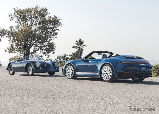 ポルシェ 356 アメリカ・ロードスター(左)と 911 カレラ GTS カブリオレ・アメリカ
