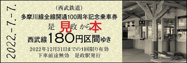 多摩川線全線開通100周年記念乗車券（7月7日発売）