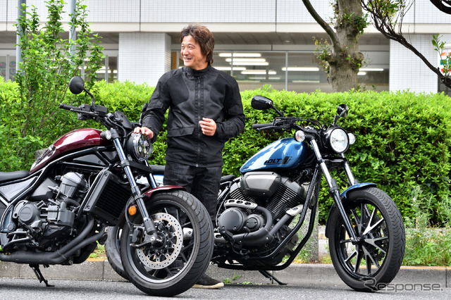 ホンダ レブル1100(左)とヤマハ ボルト(右)