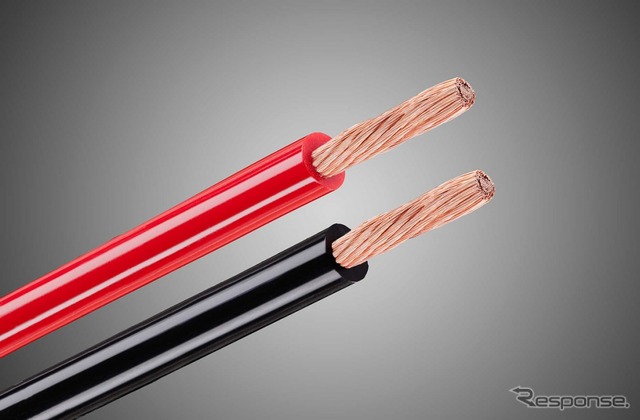 市販パワーケーブルの一例(チェルノフケーブル・STANDARD DC POWER 8AWG)。