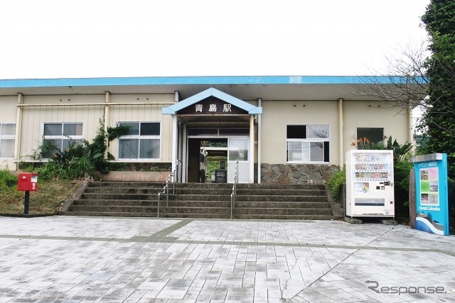JR九州日南線青島駅。7月4日は同駅から志布志までが終日運休している。