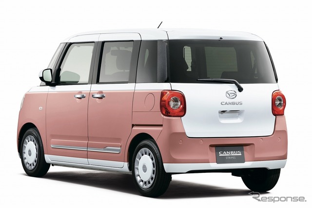 ダイハツ ムーヴキャンバス ストライプスGターボ(シャイニングホワイトパール×アプリコットピンクメタリック)