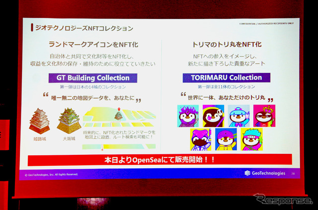 ジオテクノロジーズのNFTコレクション（7月8日、ジオテクノロジーズ経営戦略発表会）