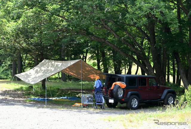 ボランティア参加者は苗場スキー場内でキャンプ泊することもできる