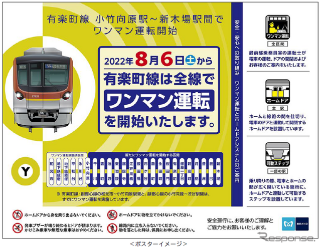 ワンマン運転を伝えるポスター