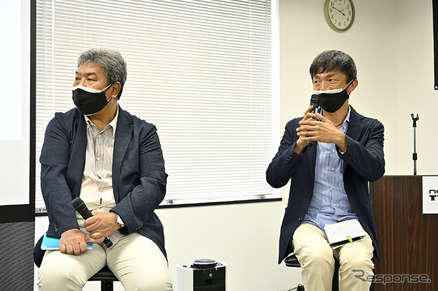 モータージャーナリスト 斎藤聡氏(左)、岡本幸一郎氏(右)