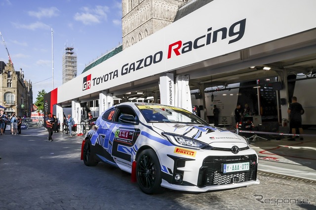 世界ラリー選手権(WRC)第9戦(ベルギー)でデモ走行した水素エンジン車「GRヤリス」