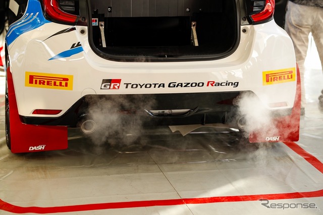 世界ラリー選手権(WRC)第9戦(ベルギー)でデモ走行した水素エンジン車「GRヤリス」