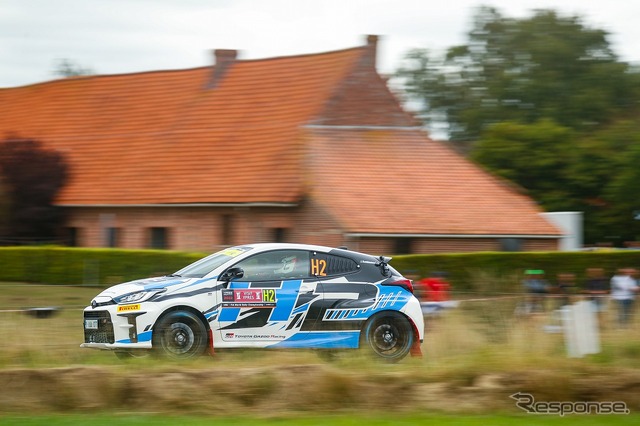 世界ラリー選手権(WRC)第9戦(ベルギー)でデモ走行した水素エンジン車「GRヤリス」