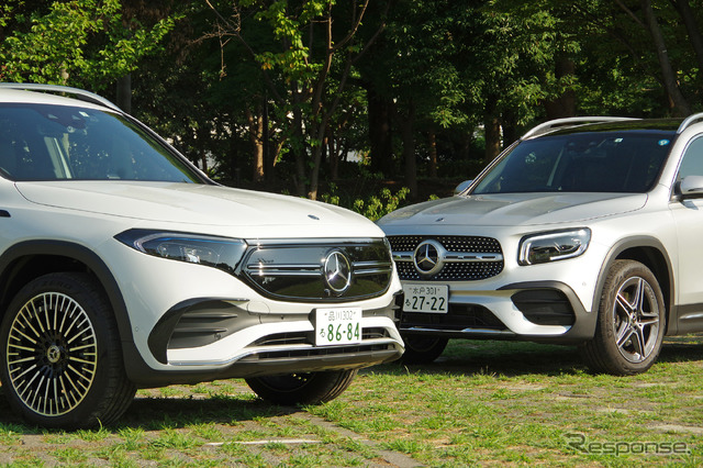 メルセデスベンツ EQB(左)とGLB(右)