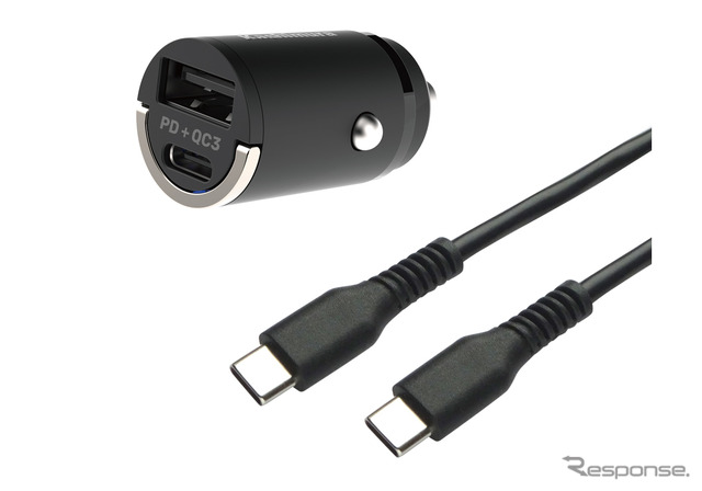 DC-PD20W USB 2ポート QC3 自動判定 コンパクト C-Cケーブル付 DC-042(カシムラ)。