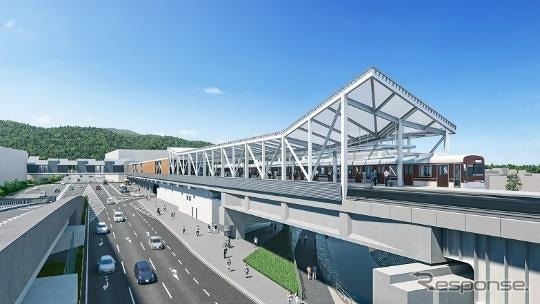 箕面萱野駅の完成イメージ。
