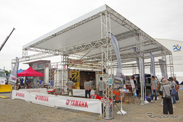 「RESCUE EXPO in 立川」で「遊んで 備える」を掲げ出展したヤマハ発動機のブース