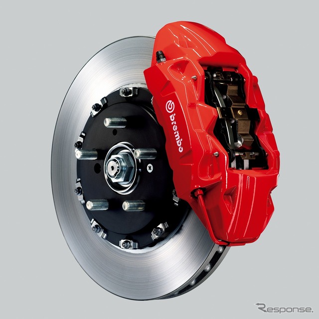 ブレンボ社製フロント大径ベンチレーテッド2ピースディスクブレーキ(φ350mm)