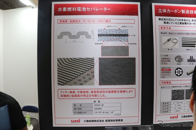 三菱鉛筆のカーボン素材（二次電池展2022）