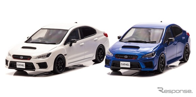 スバルWRX STI タイプRA-R(左:クリスタルホワイトパール/右:WRブルーパール)1/43スケールモデル