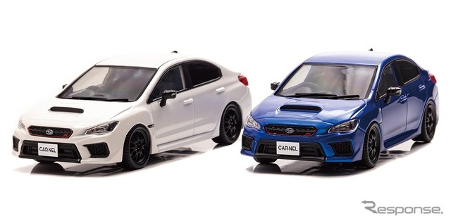 スバルWRX STI タイプRA-R（左：クリスタルホワイトパール/右：WRブルーパール）1/43スケールモデル