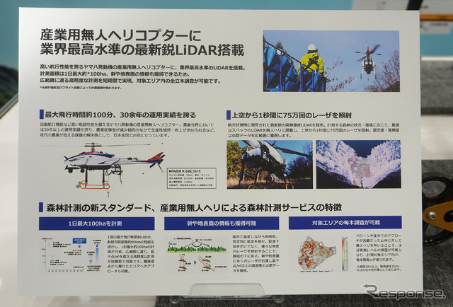 高解像度LiDARを搭載し森林計測をおこなう、ヤマハ発動機の無人ヘリコプター