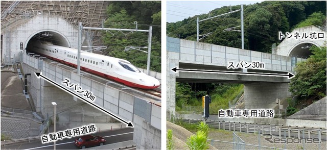 「長スパン用補強盛土一体橋梁」となった西九州新幹線諫早～長崎間の原種架道橋。