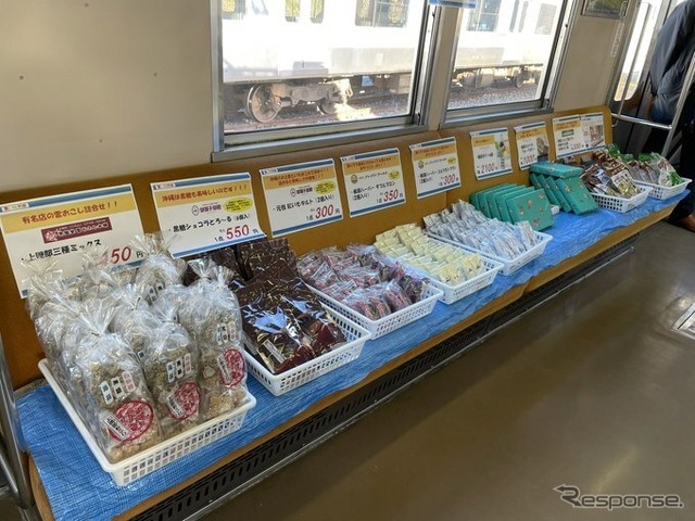 「買い物列車~走るスーパーマーケット~」の車内。