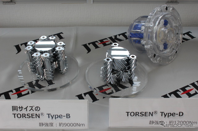 「トルセンType-D」と従来製品(トルセンType-B)の比較用展示物