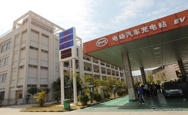 BYD本社のEVステーション