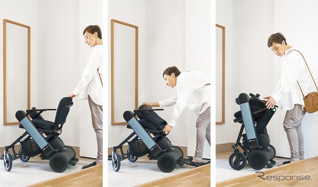 WHILL Model Fは3つのステップでサッと折りたたみ可能
